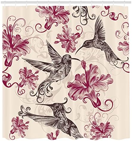 Ambesonne Hummingbirds Shower Curtain Set with Hooks 69 x 75