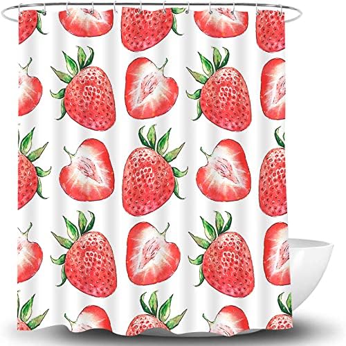 Strawberry Pattern Shower Curtain with Hook 70x60 Inch