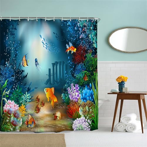 Goodbath Fish Shower Curtain 72x72 Waterproof 1