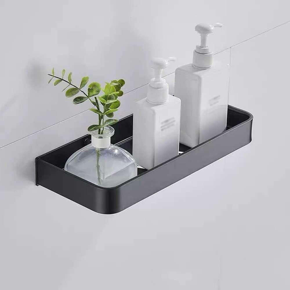 ANNBKA Black Aluminum Square Wall-Mounted Shower Caddy