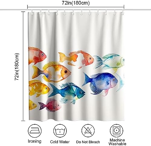 OTRANTO Cute Fish Shower Curtain Set