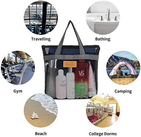 Mesh Shower Caddy Bag with Zipper for Travel and Gym