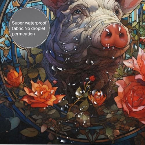 DAOWANGZUO Pig Shower Curtain Set 72x72in
