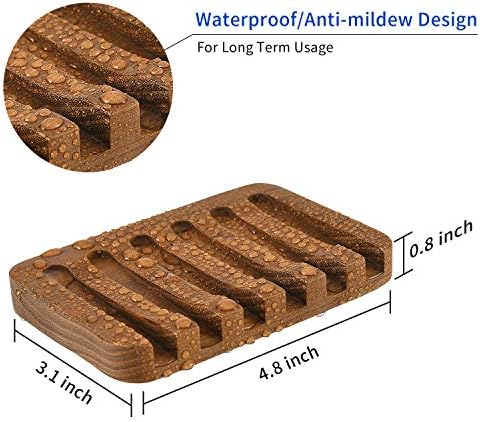 SUBEKYU Wooden Soap Dish with Self Draining Tray 1