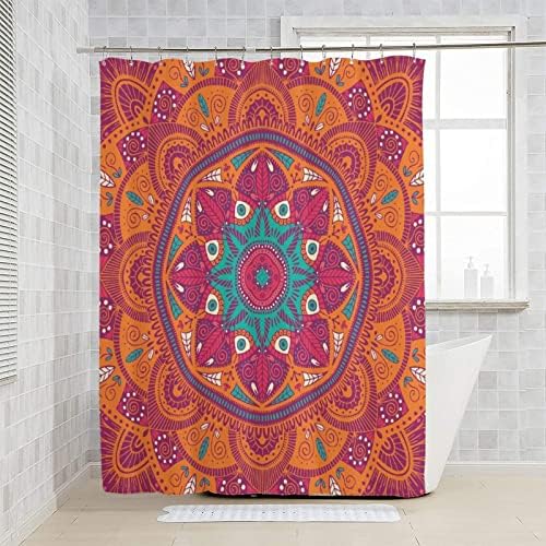 ZhiRain Mandala Shower Curtain Set with 12 Hooks 72x72inch Orange