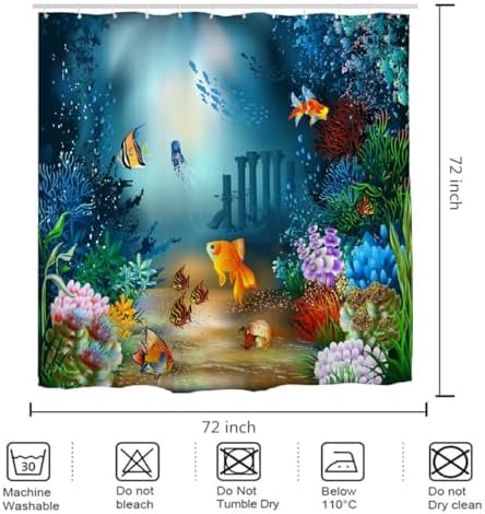 Goodbath Fish Shower Curtain 72x72 Waterproof 1