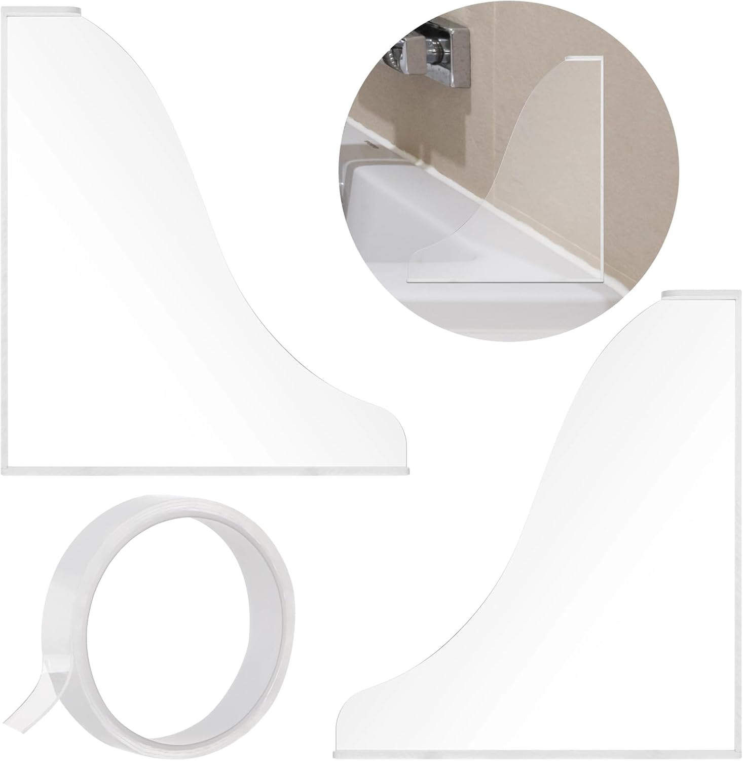 Lnrueg 2PCS Clear Shower Splash Guards with Adhesive Tape