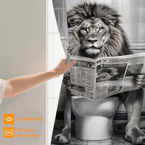 Lion Funny Shower Curtain 72x72 Inch with Hooks