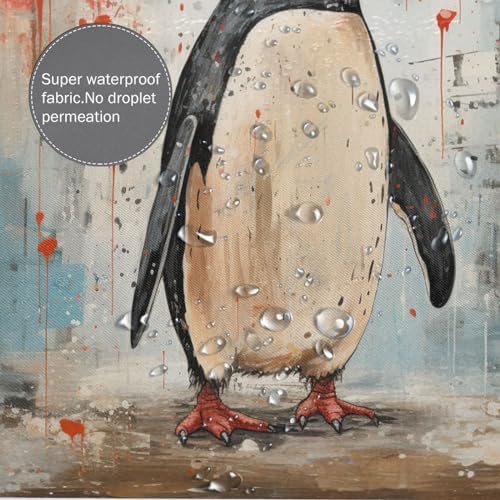 Penguin Shower Curtain Set with 12 Hooks 72x72in