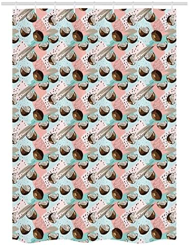 Ambesonne Coconut Stall Shower Curtain Set Blush Brown Pale Blue