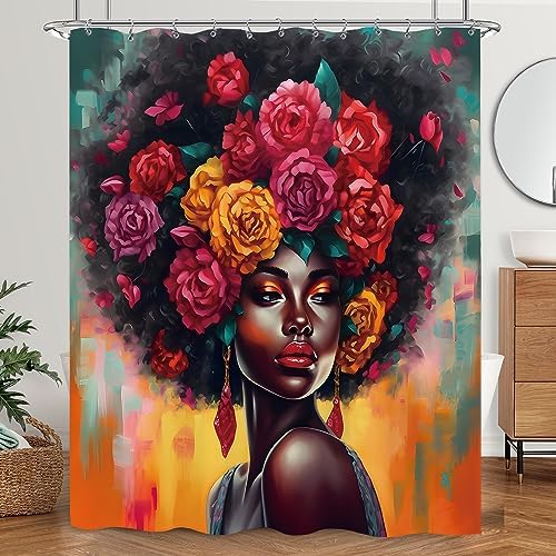 Laifzere African American Black Girl Shower Curtain 60x72 Inch