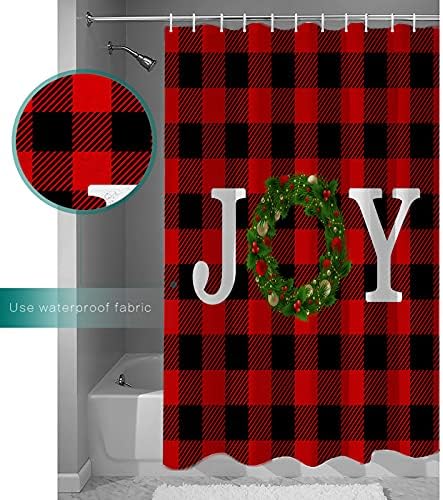 Boanket Polyester Christmas White Joy Wreath Shower Curtain