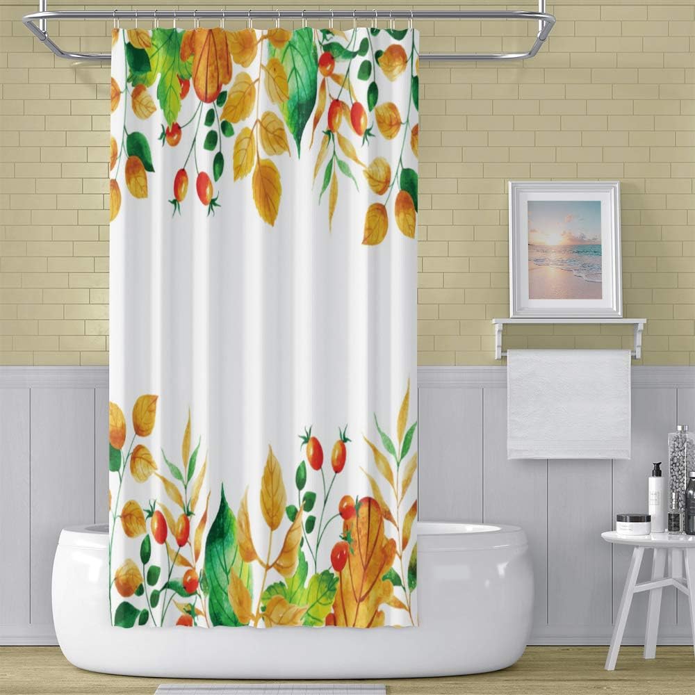 OERJU Watercolor Plants Shower Curtain 60x72inch