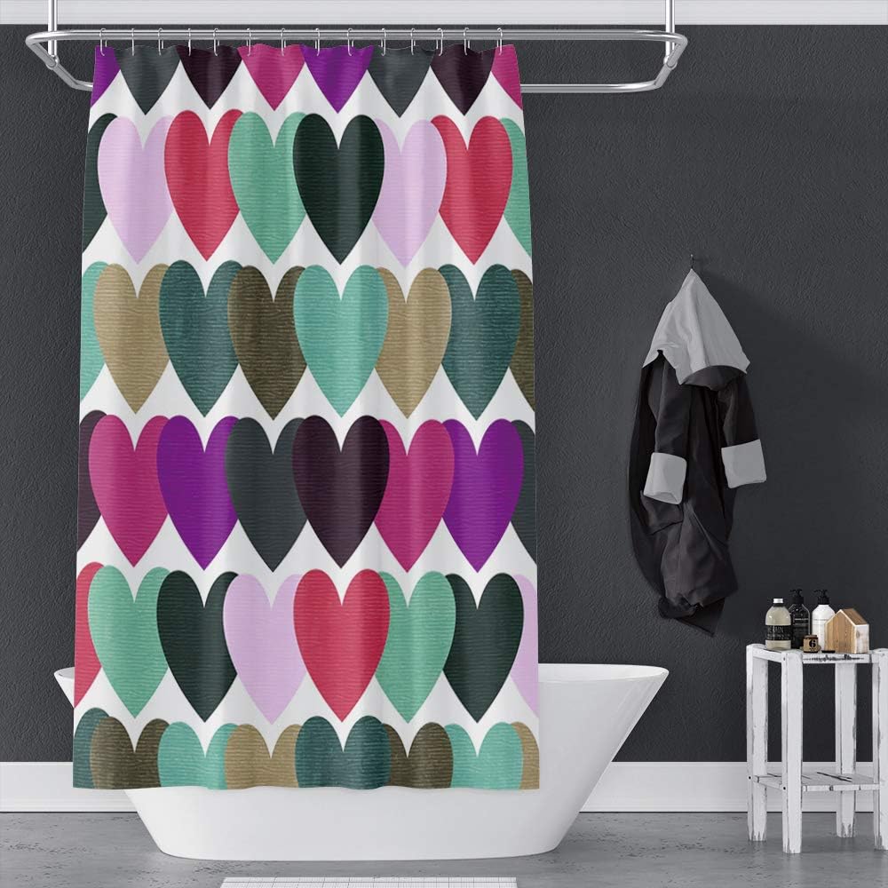 OERJU 65x72inch Colorful Heart Shower Curtain