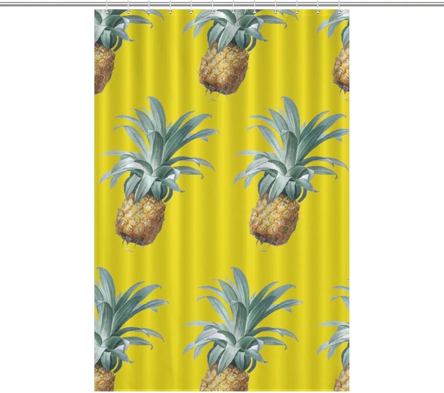 Summer Cool Pineapple Shower Curtain with 12 Hooks
