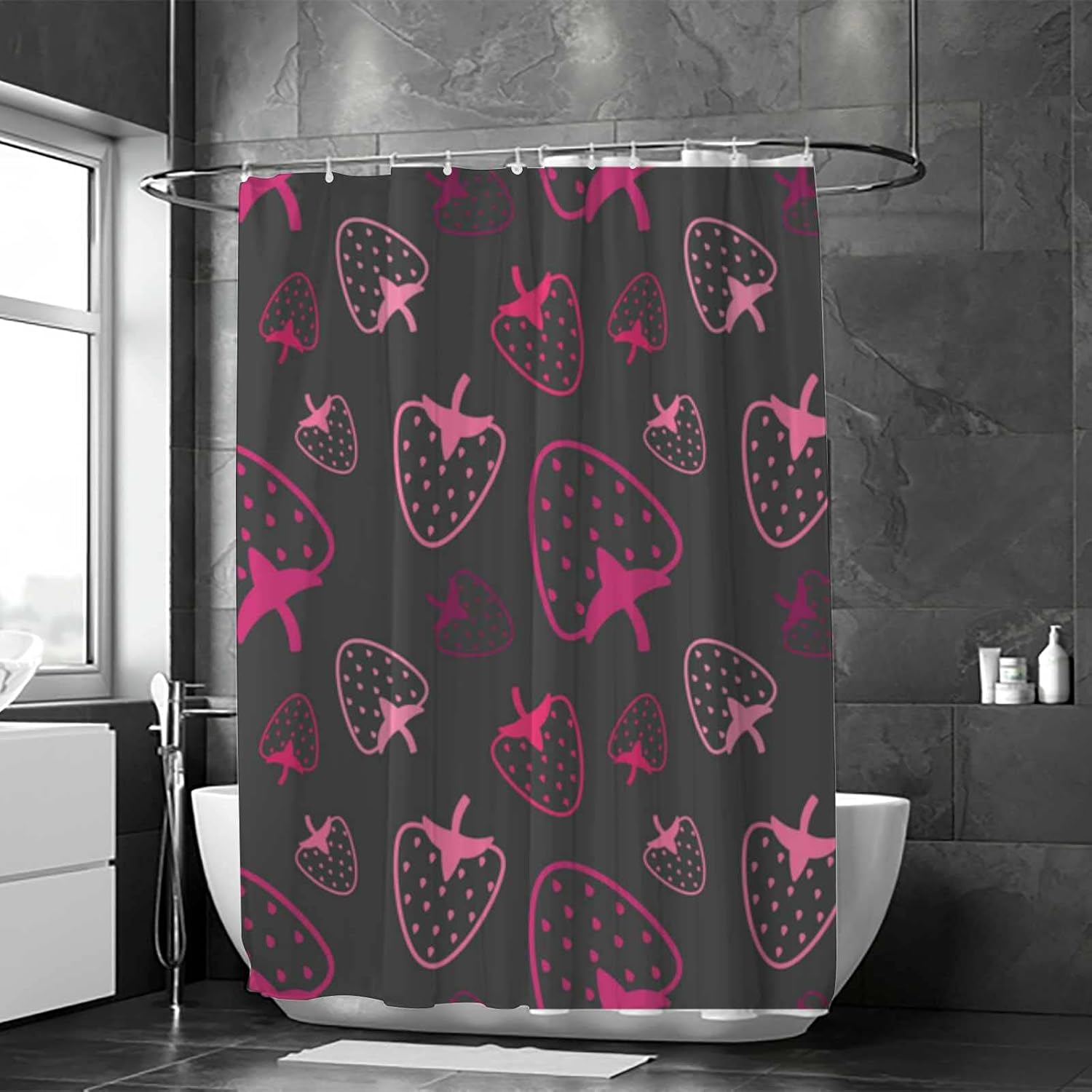 Waterproof Shower Curtain with 12 Plastic Hooks 60x72in