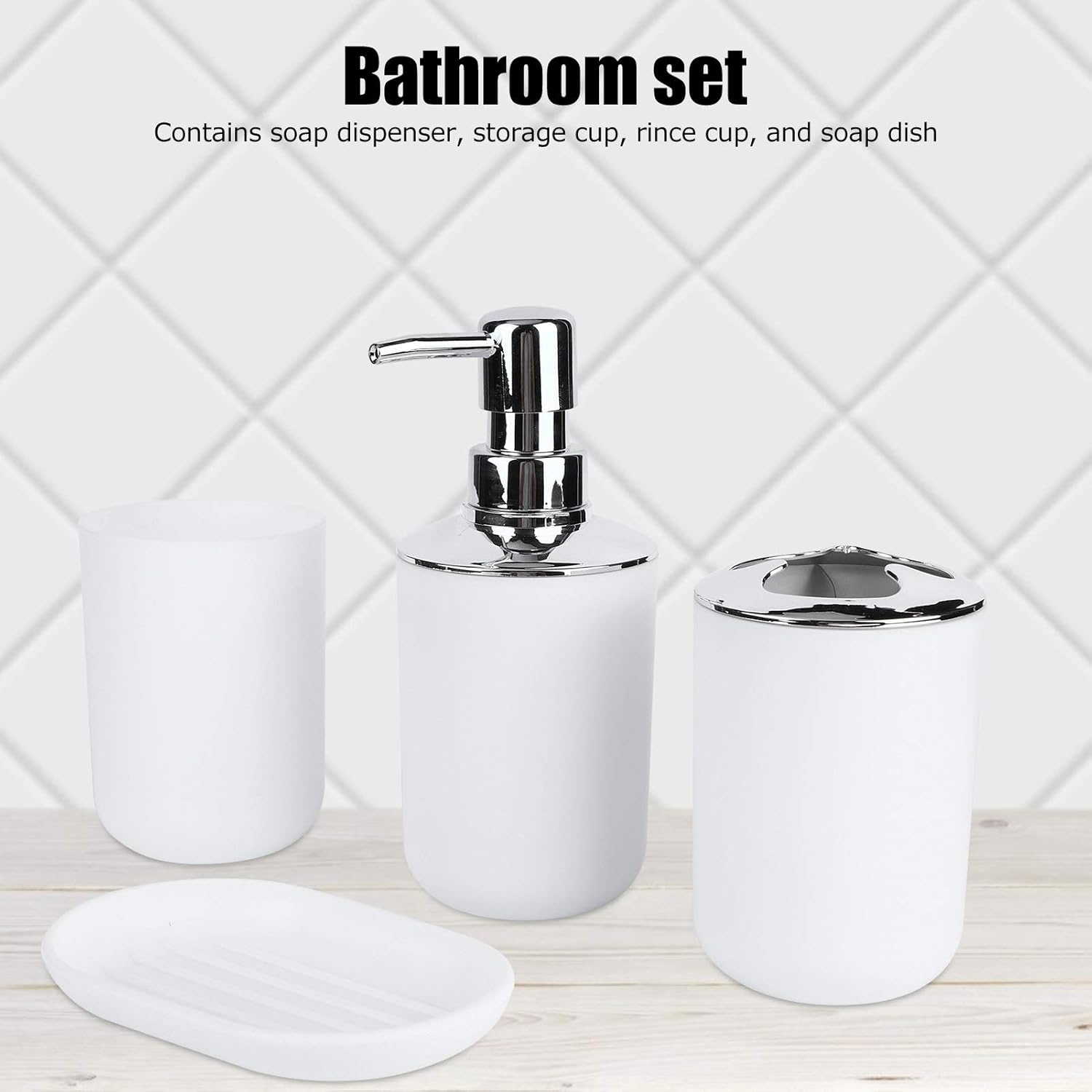 PerGar 4Pcs White Bathroom Accessory Set