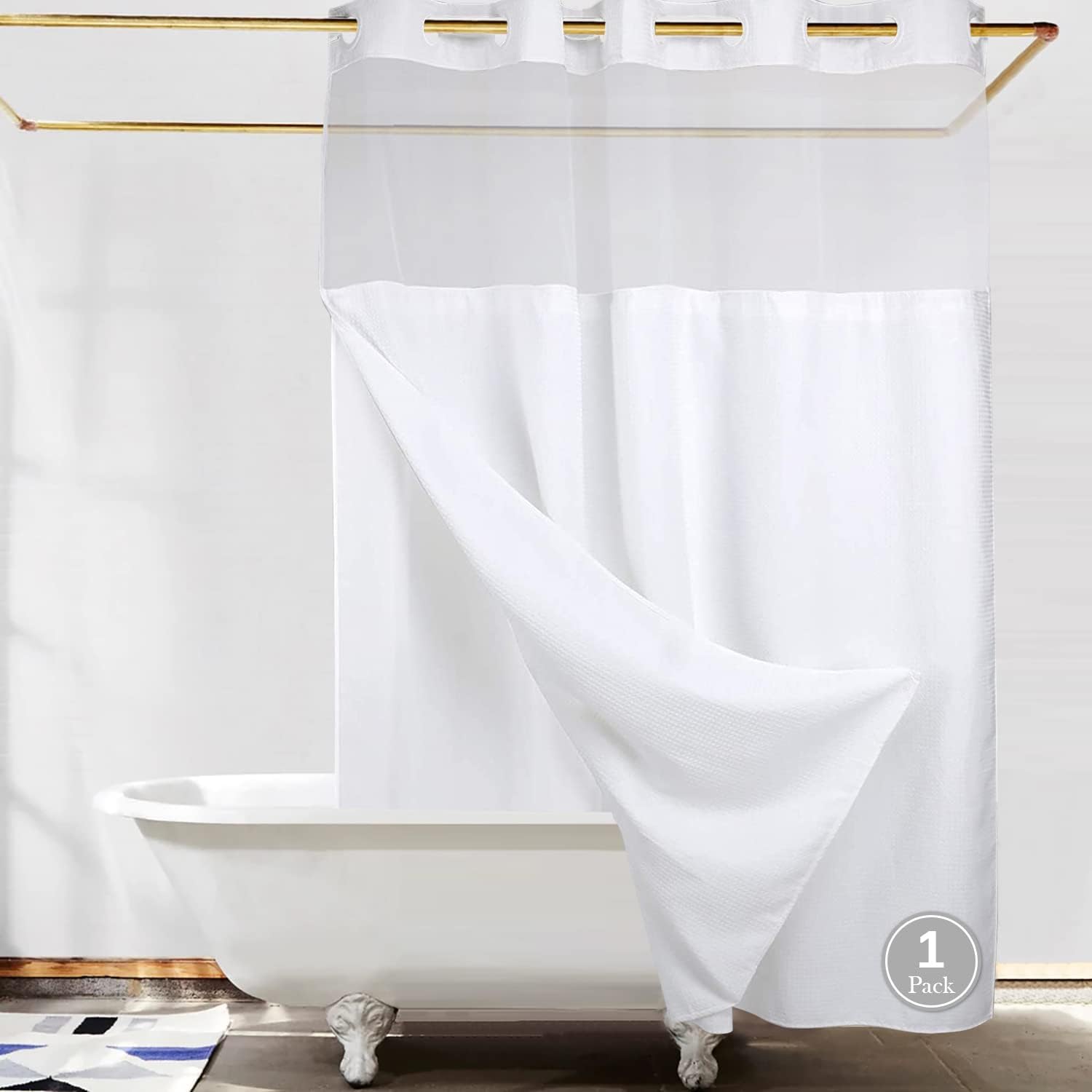 Fabritones Hook Free Shower Curtain Set 71x74 Inch