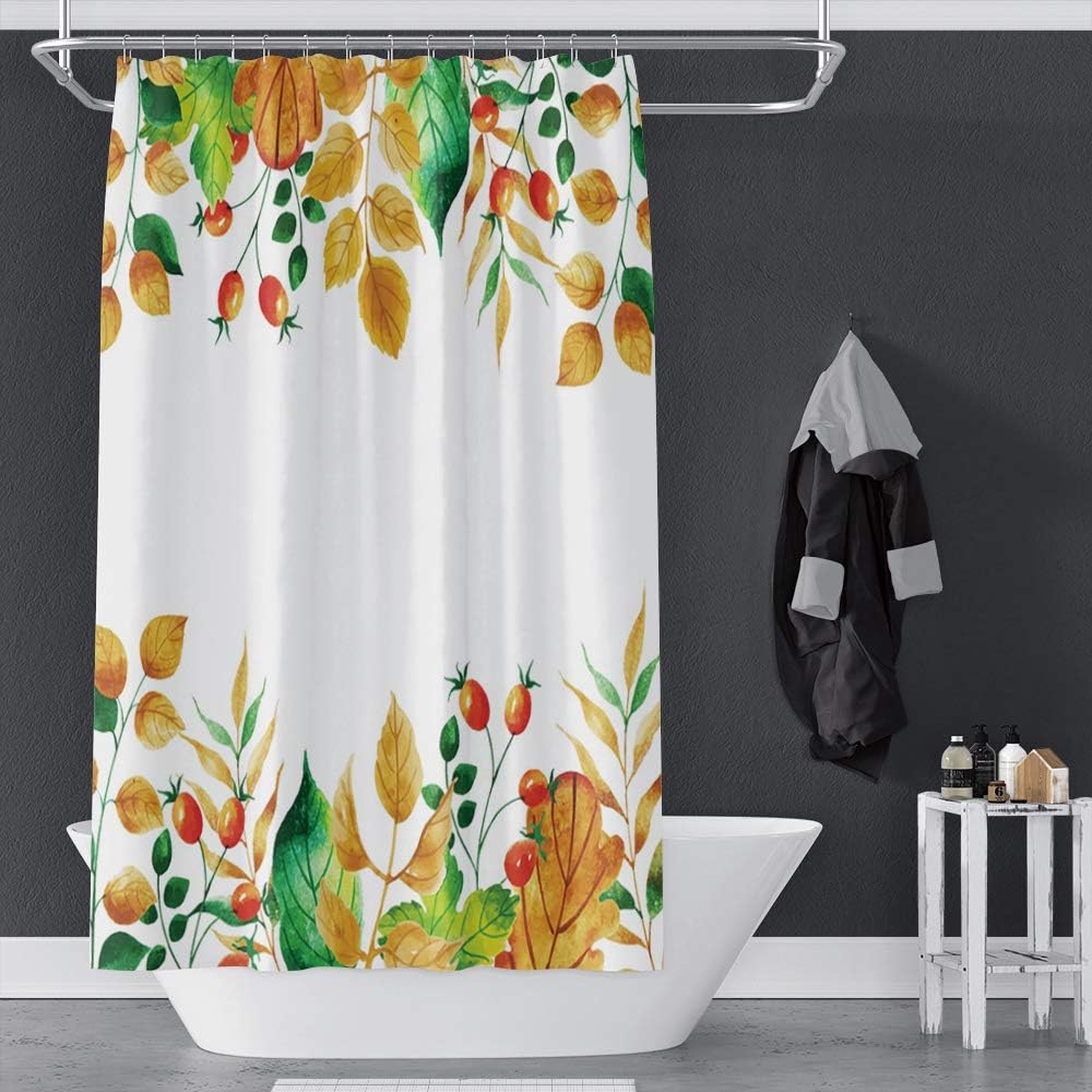OERJU Watercolor Plants Shower Curtain 60x72inch