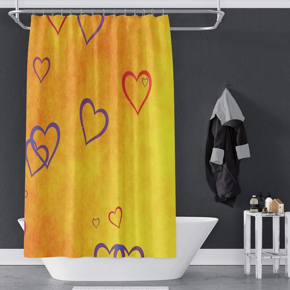 OERJU 60x72inch Red Purple Heart Shower Curtain Set