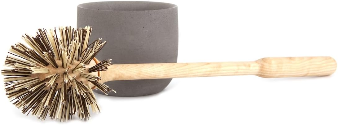 Iris Hantverk Birch Wood Toilet Brush and Soft Concrete Cup in Dark Grey