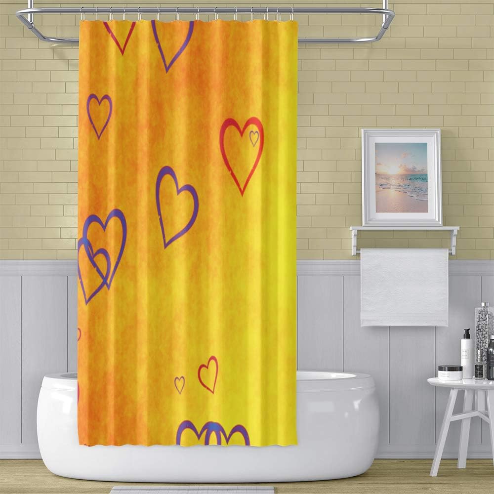 OERJU 60x72inch Red Purple Heart Shower Curtain Set