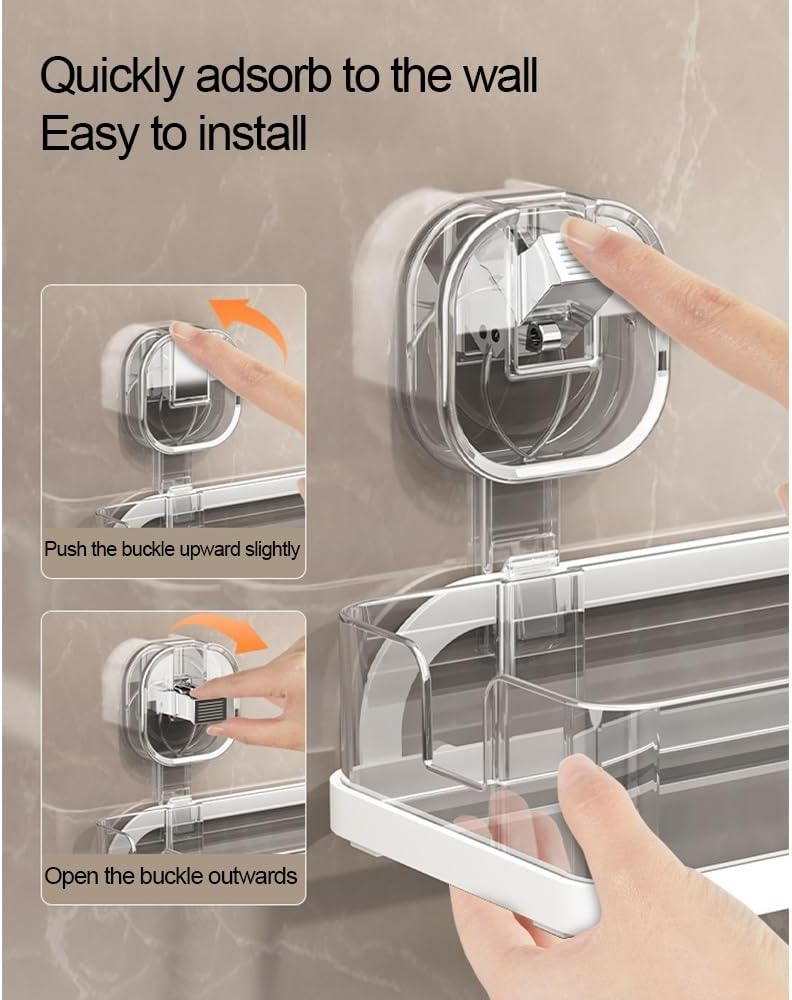 ANNBKA Transparent Gray Shower Caddy Wall Mount Storage Rack