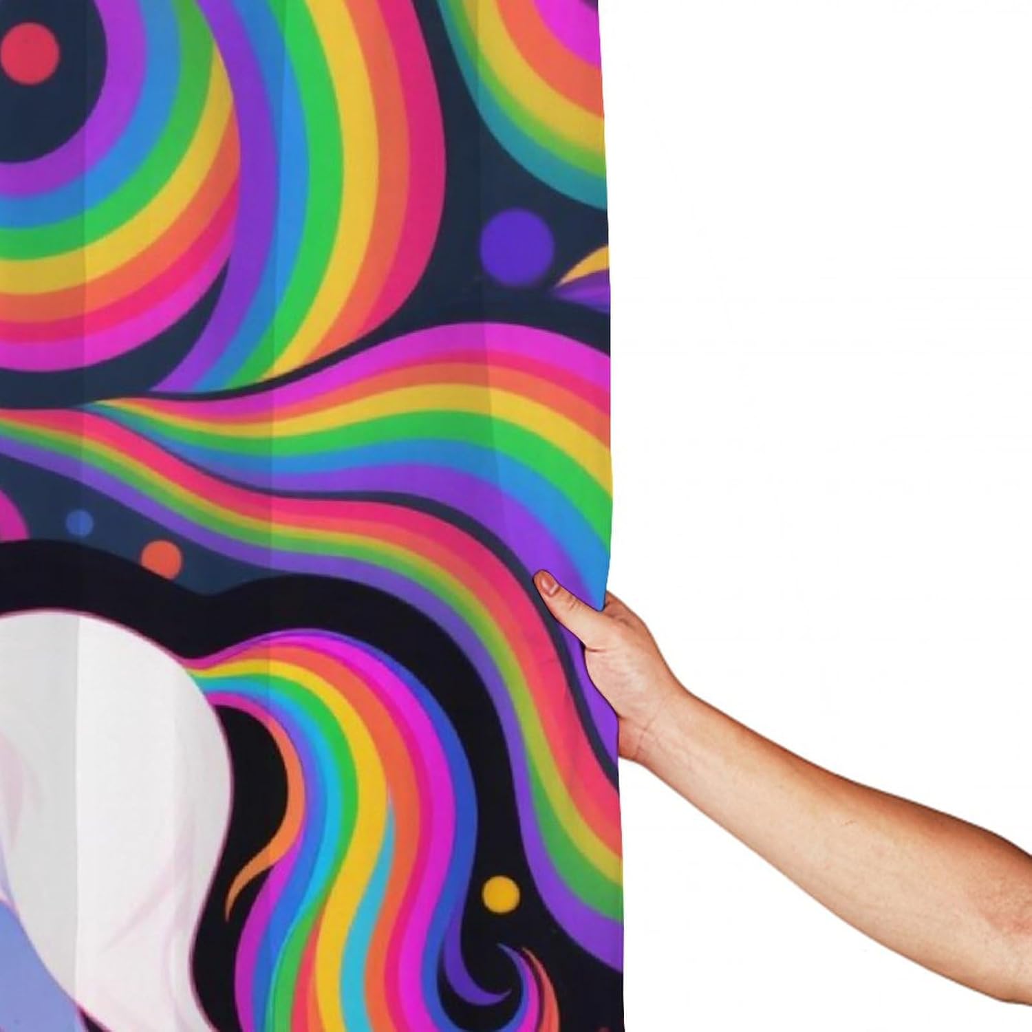 OXJOIIS Trippy Rainbow Unicorn Shower Curtain with 12 Hooks 1