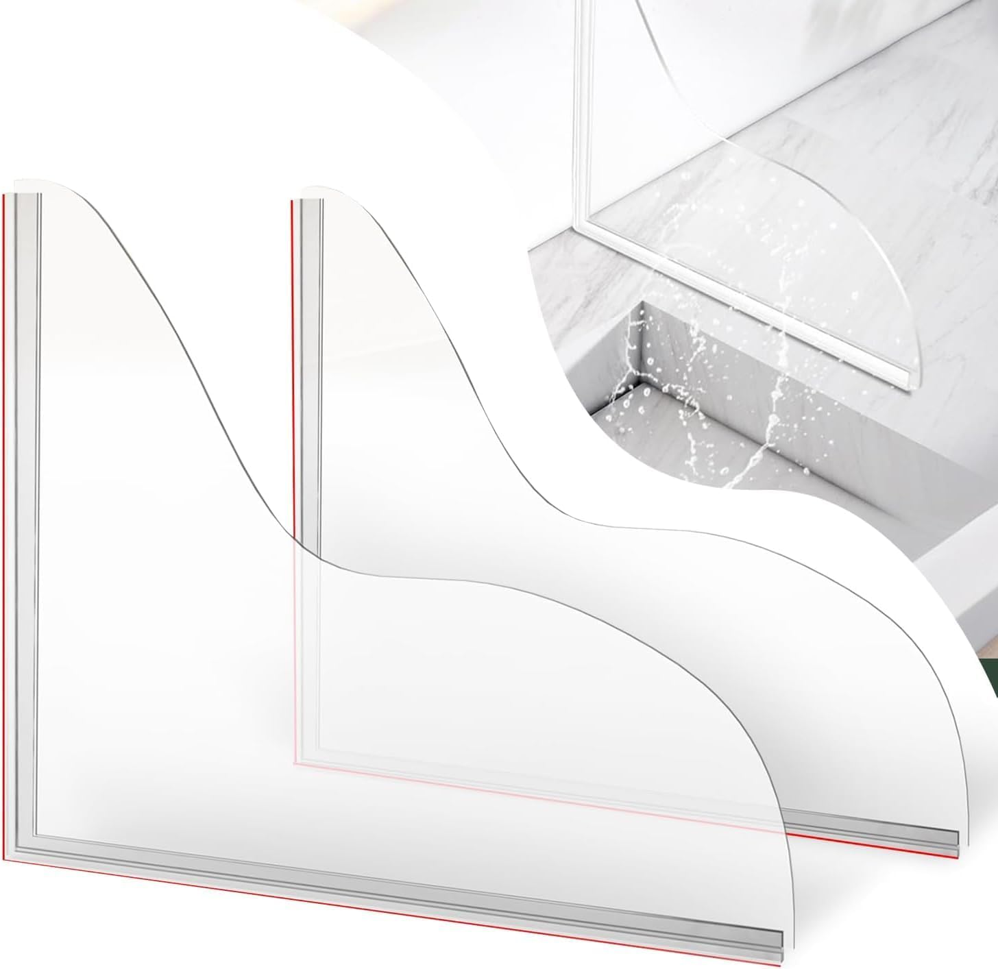 2 PCS Acrylic Shower Splash Guard with Adhesive