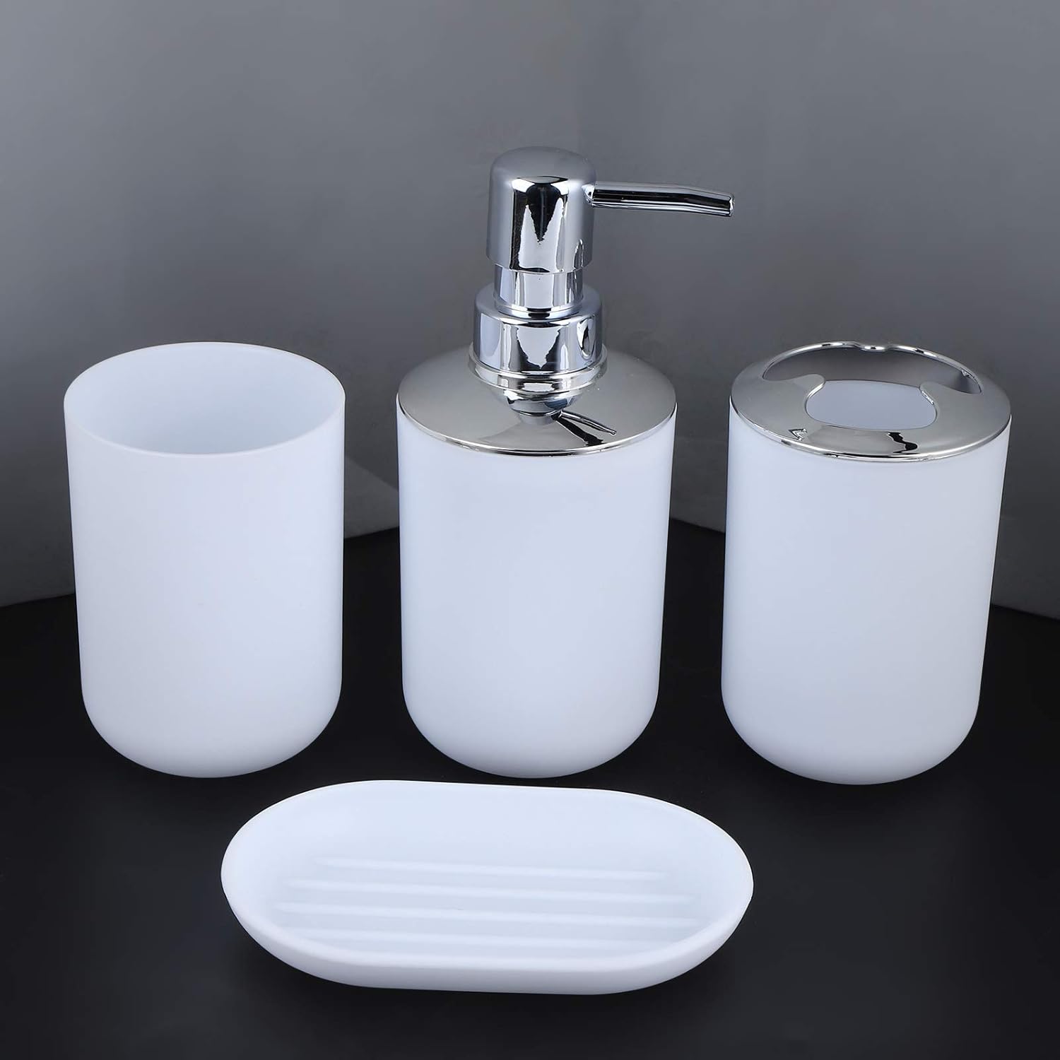 PerGar 4Pcs White Bathroom Accessory Set