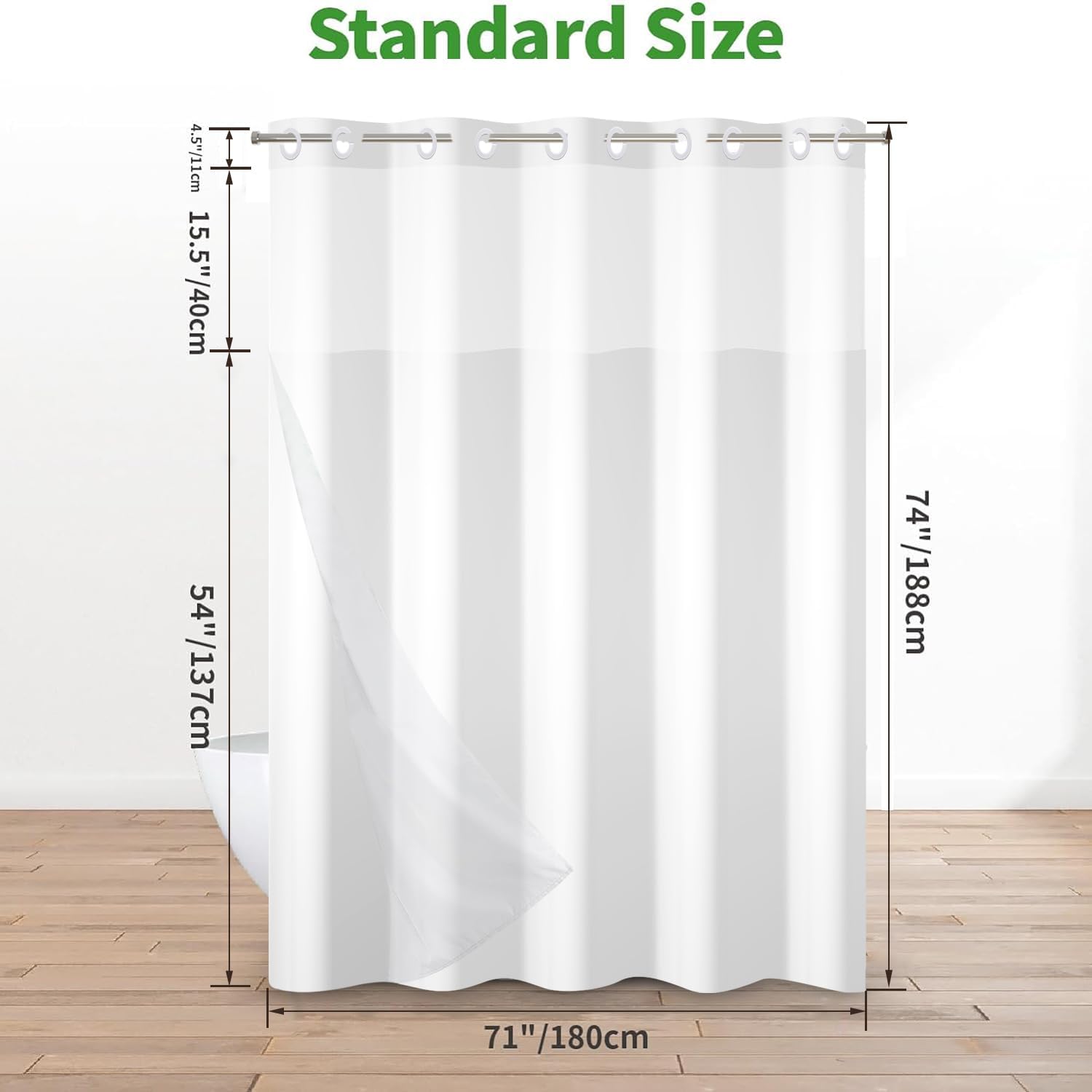 GKLEASG No Hook Shower Curtain Set