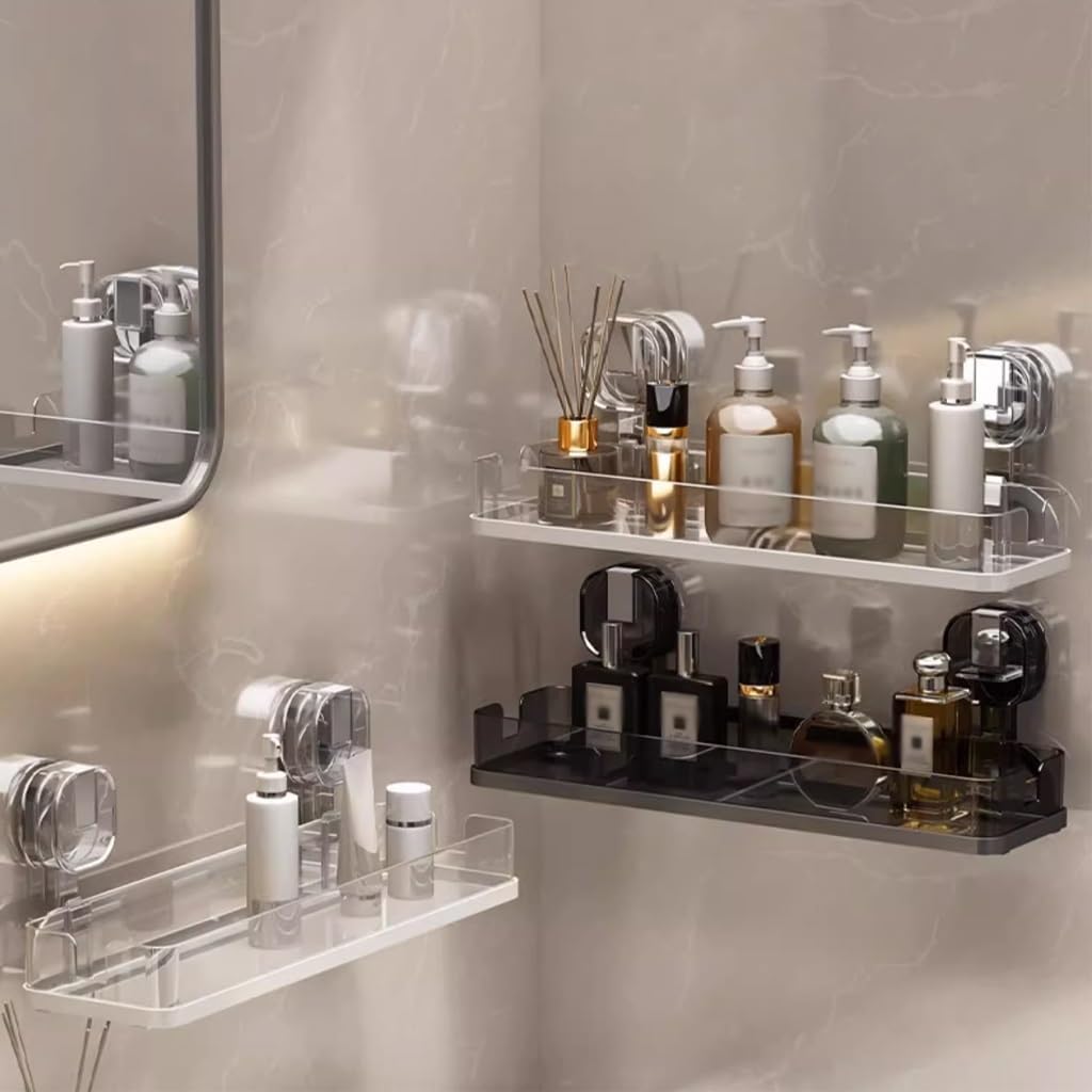 ANNBKA Transparent Gray Shower Caddy Wall Mount Storage Rack