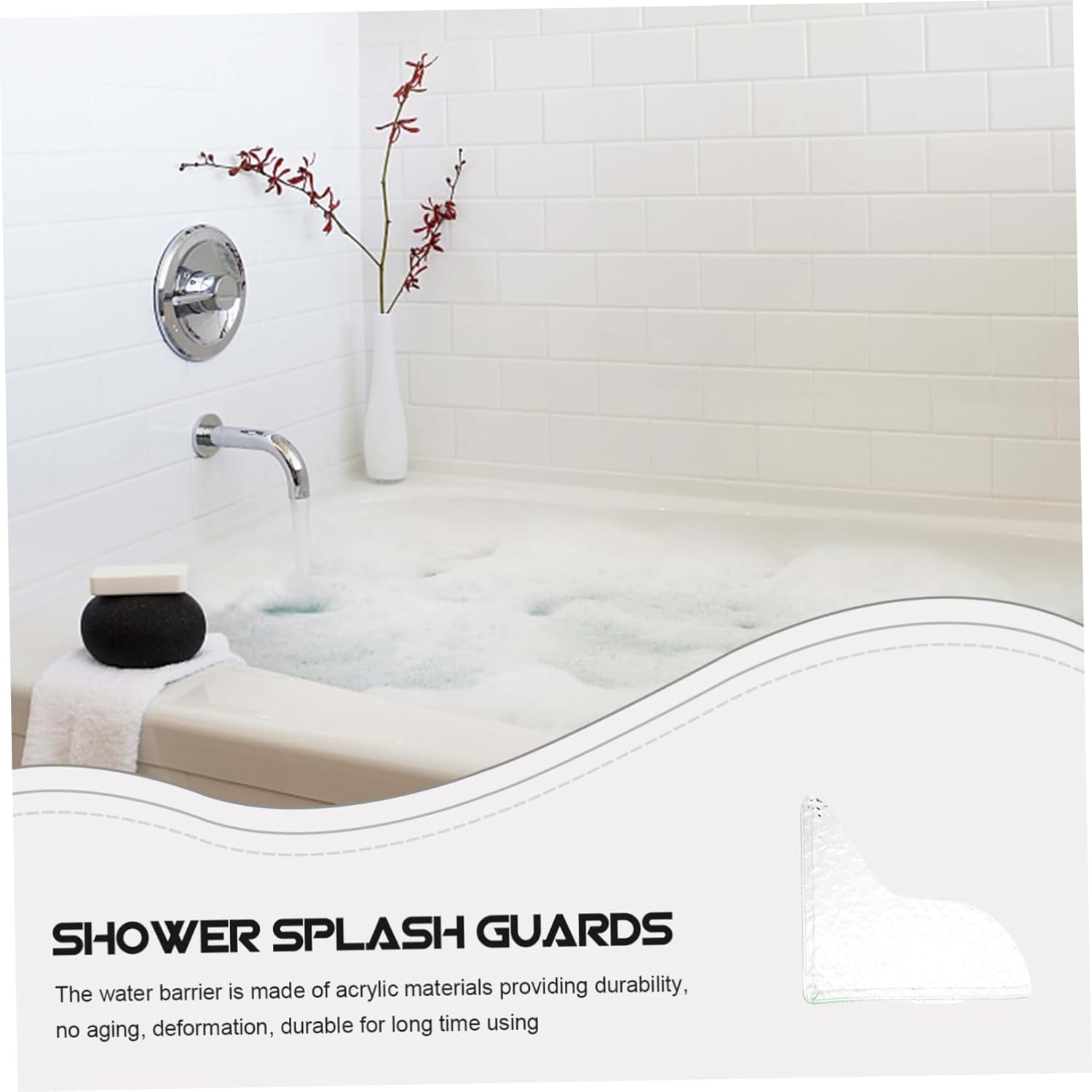 Mobestech 2Pcs Bathtub Splash Guard Water Barrier for Bathroom and Kitchen