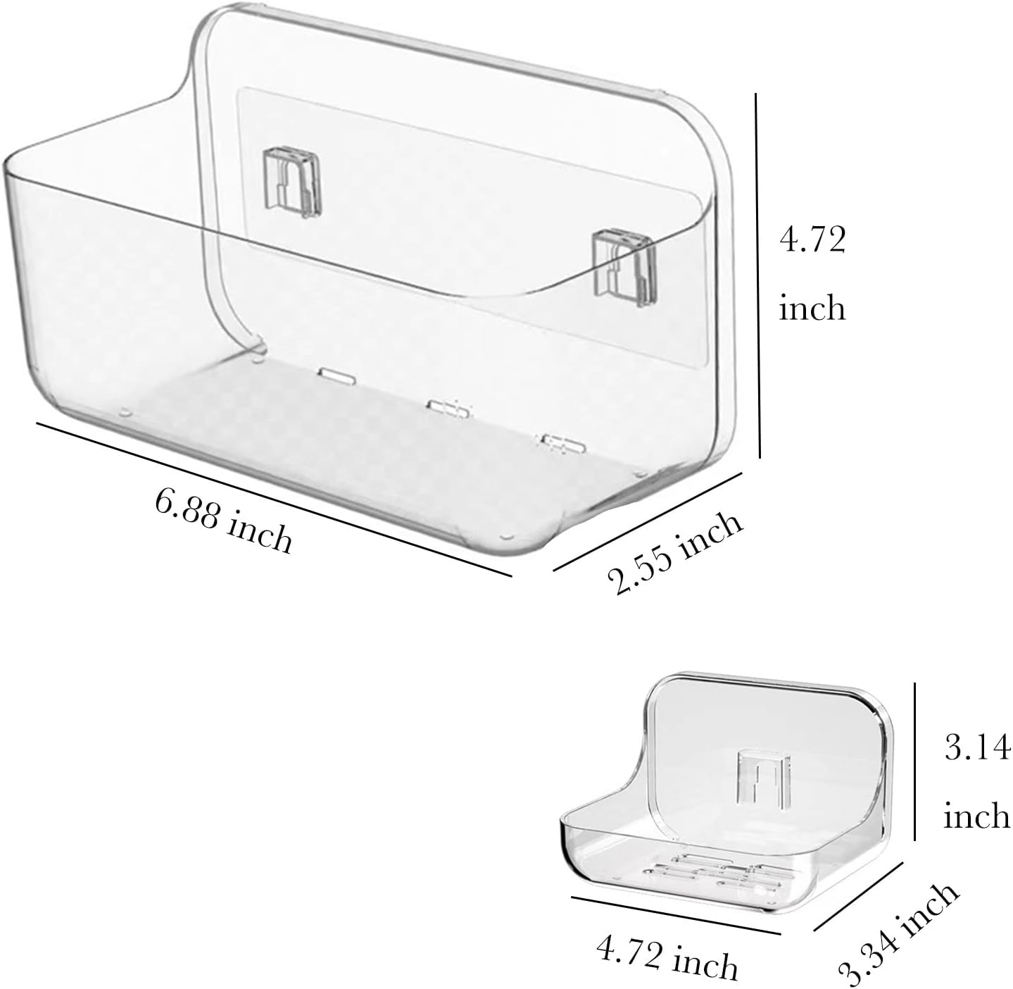 HLIN 2 Pack Acrylic Shower Shelves With Soap Holder