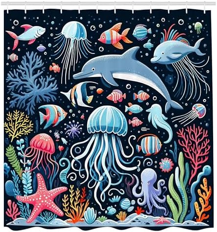 Ambesonne Marine Shower Curtain 69 x 70 Dark Petrol Blue