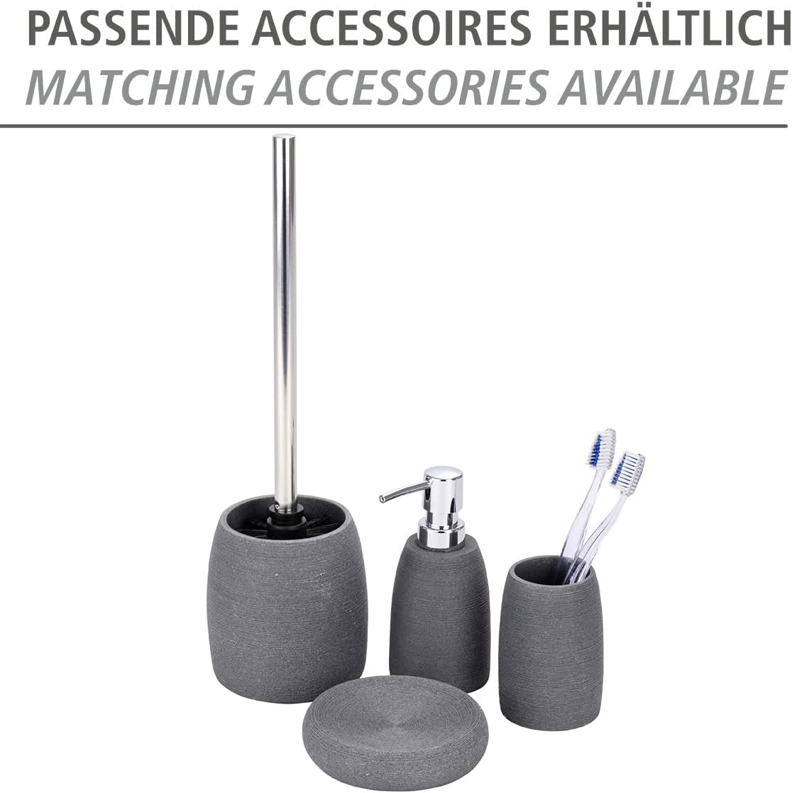 Wenko Polyresin Toilet Brush Set Grey