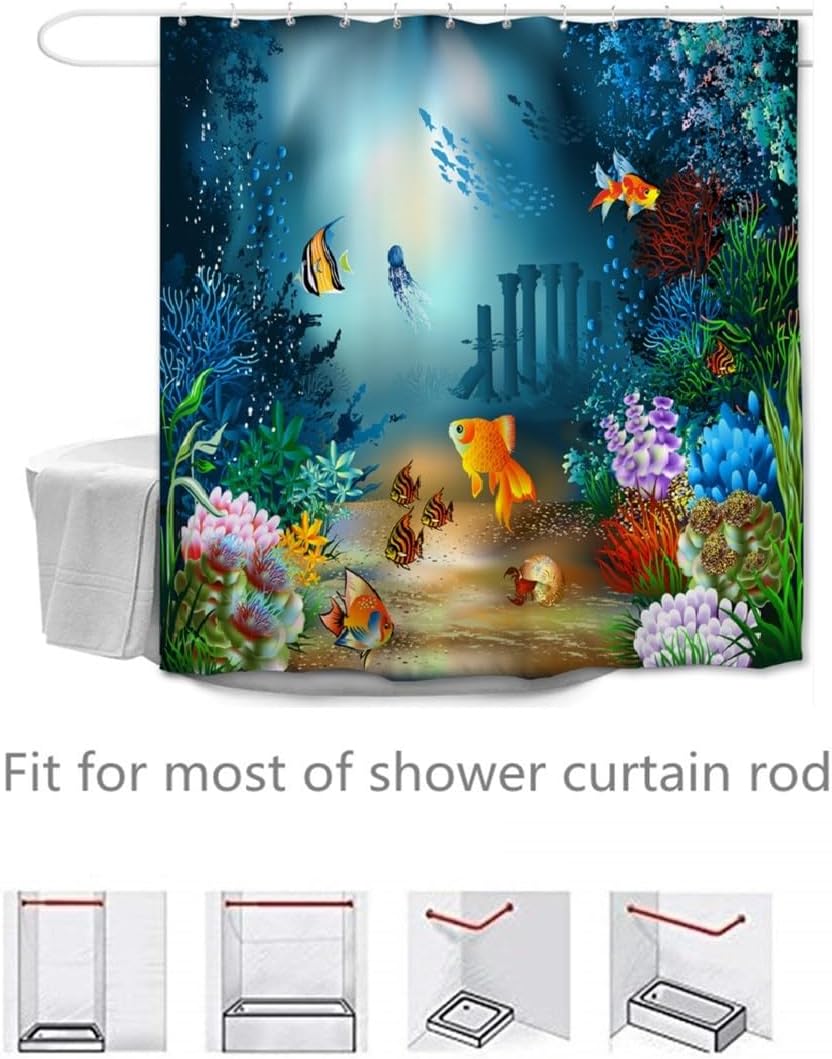 Goodbath Fish Shower Curtain 72x72 Waterproof 1