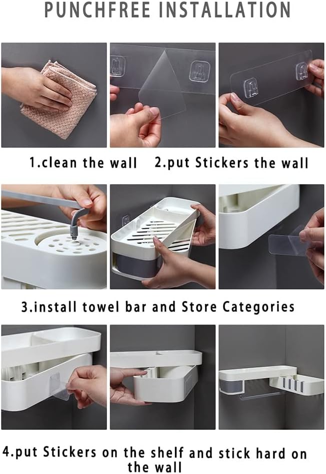 Shower Caddy with Rotating Shelf and Dry Storage Design