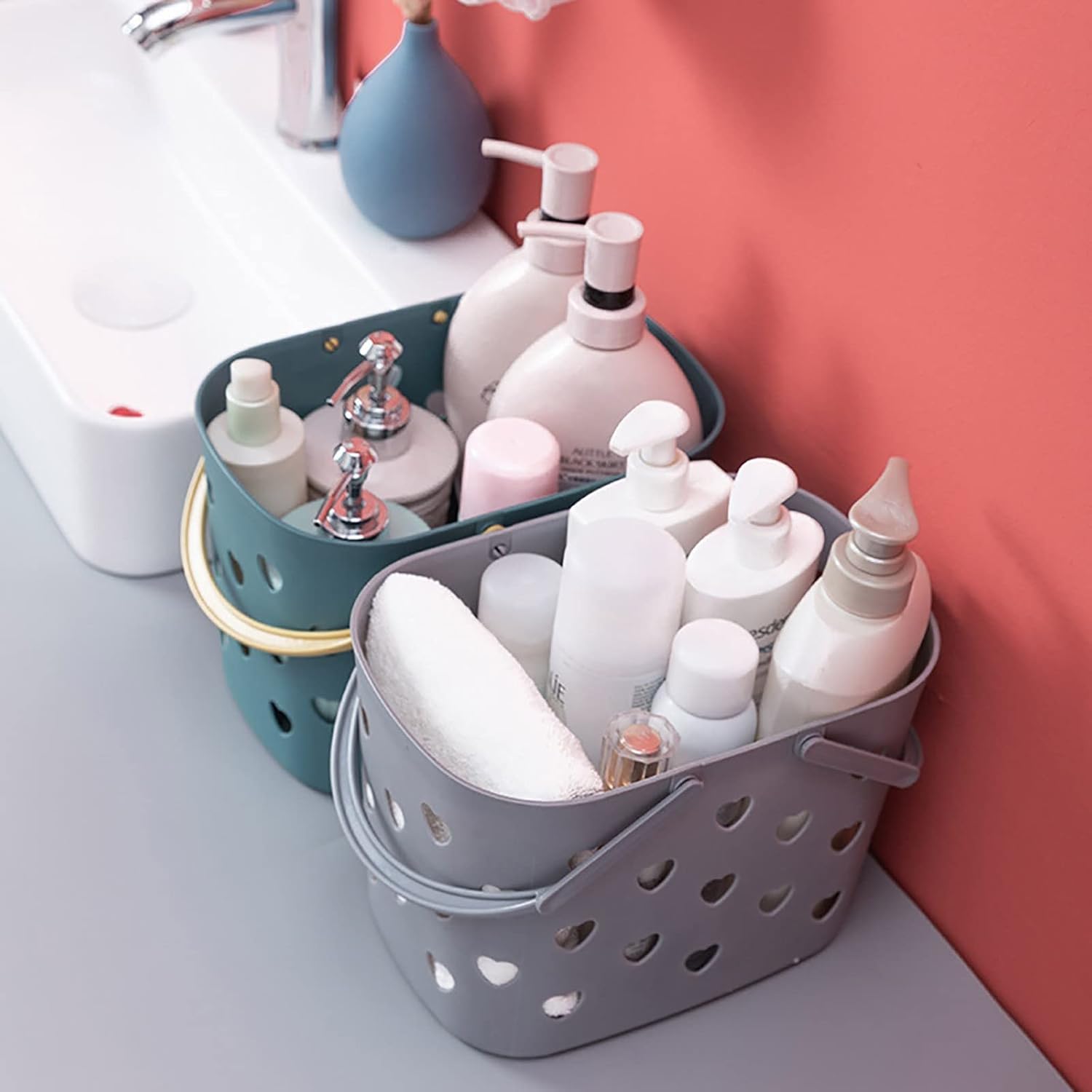 Plastic Shower Caddy Basket Tote with Handles