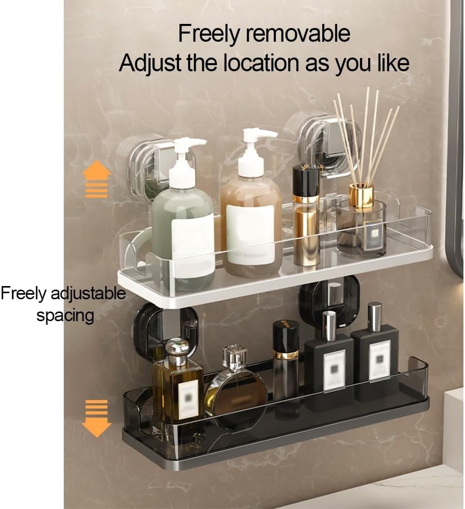 ANNBKA Transparent Gray Shower Caddy Wall Mount Storage Rack