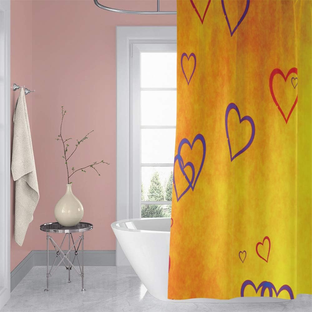 OERJU 60x72inch Red Purple Heart Shower Curtain Set