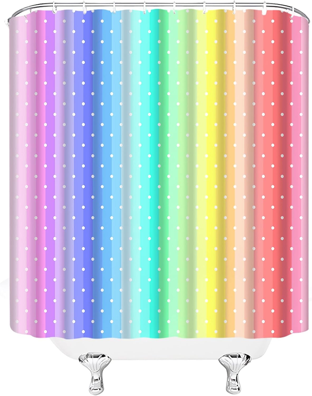 Colorful Polka Dots Shower Curtain Set with Hooks
