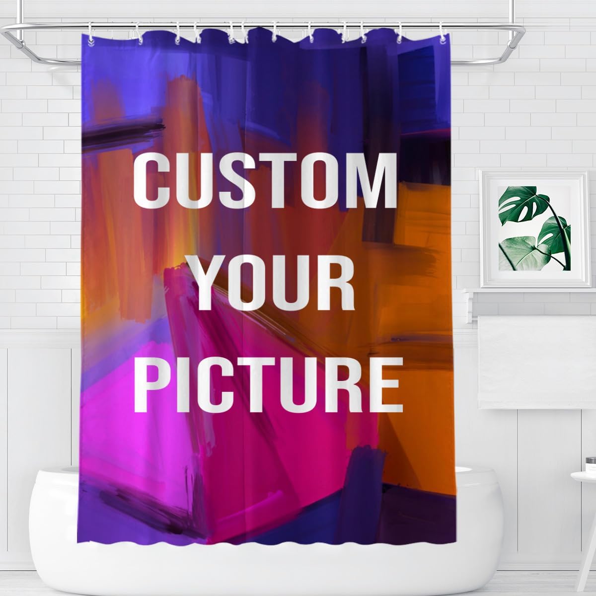 Custom Personalized Shower Curtain - Funny DIY Waterproof Liner with 12 Hooks 48x84 Inch