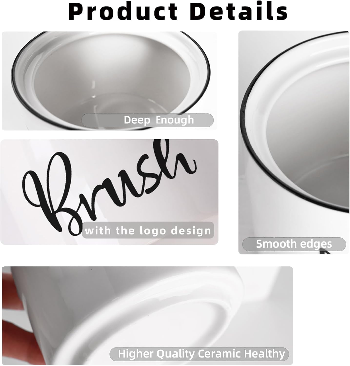 ONTUBE Ceramic Dish Brush Holder 8 oz White