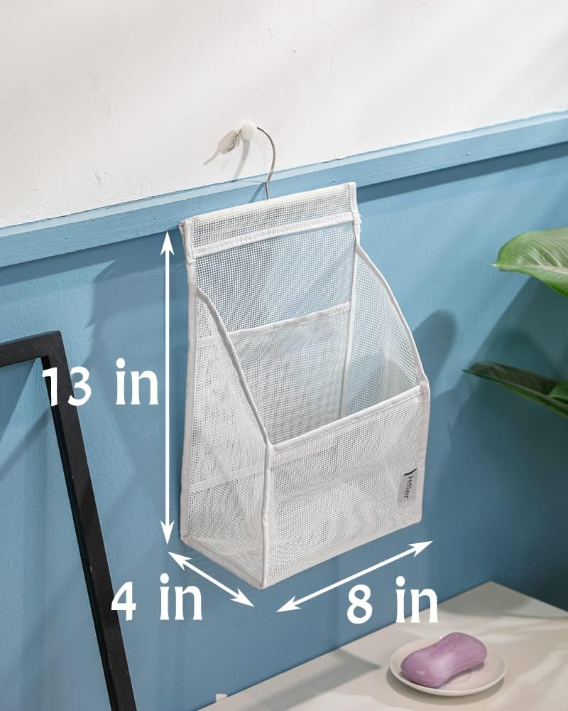 Jelier Hanging Mesh Shower Caddy with Connectable Design White