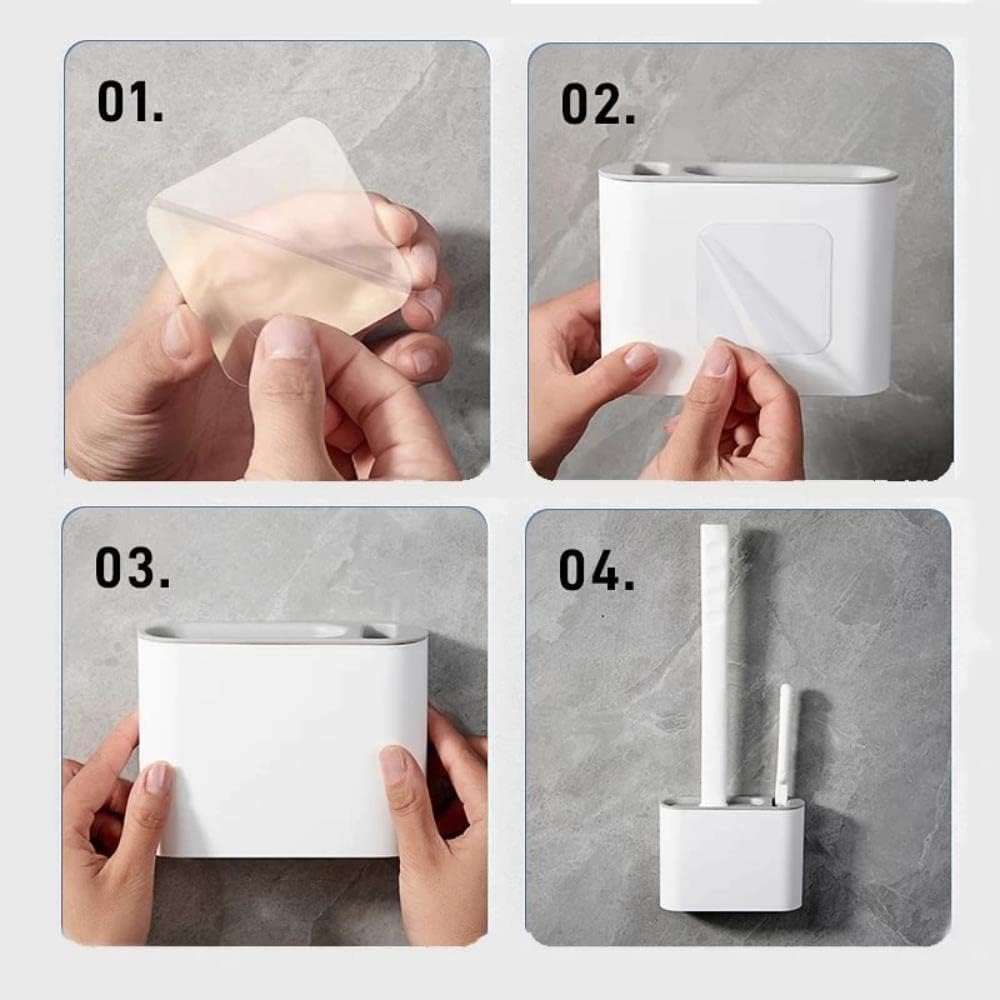 Silicone Toilet Brush with Wall Holder Set 1