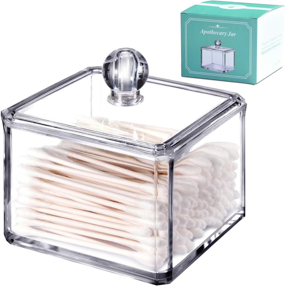 SheeChung Clear Acrylic Q-tip Holder Bathroom Vanity Storage Organizer