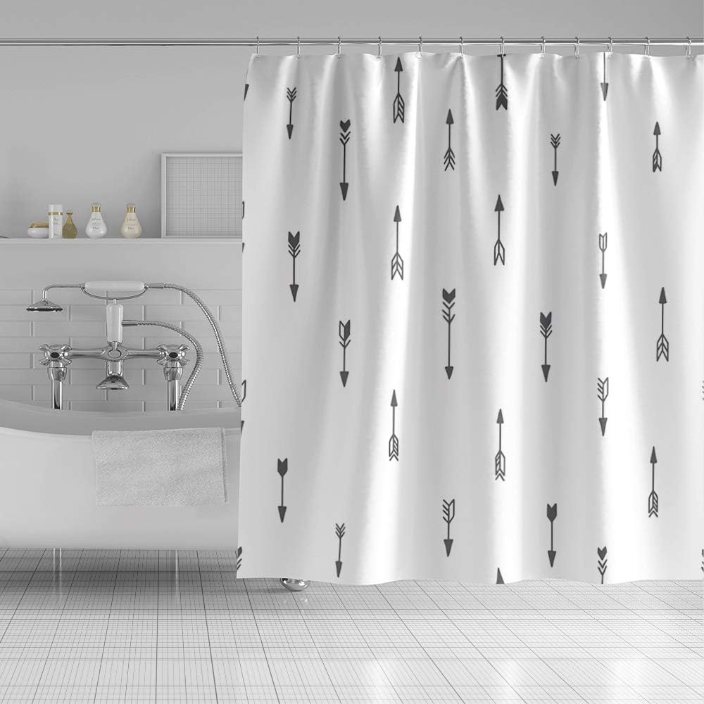 OERJU Grey Arrows Shower Curtain Set 72x72inch