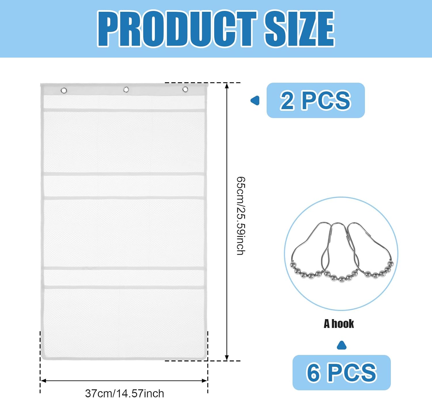 Mesh Shower Organizer Caddy with 8 Pockets and Rotating Hanger