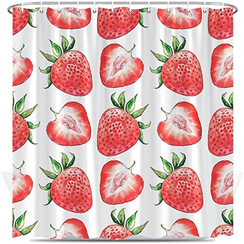 Strawberry Pattern Shower Curtain with Hook 70x60 Inch